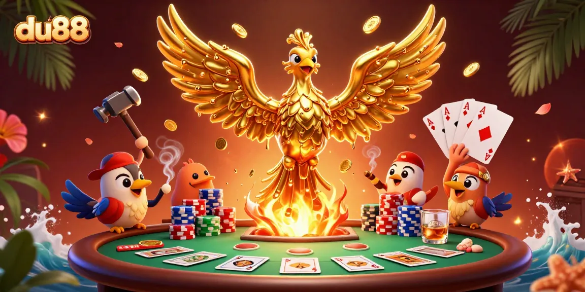 Experience thrilling gameplay with du88, featuring a golden phoenix and poker elements.