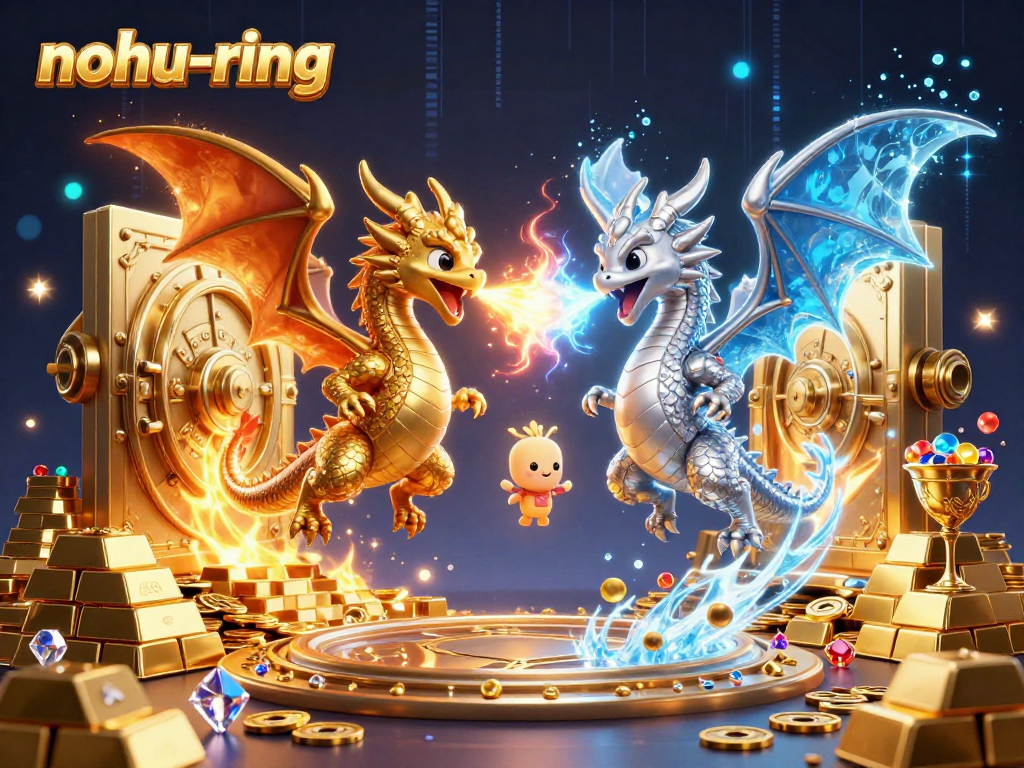 Engage with nohu-ring's thrilling jackpot adventures as gold and silver dragons weave through treasure-rich skies.