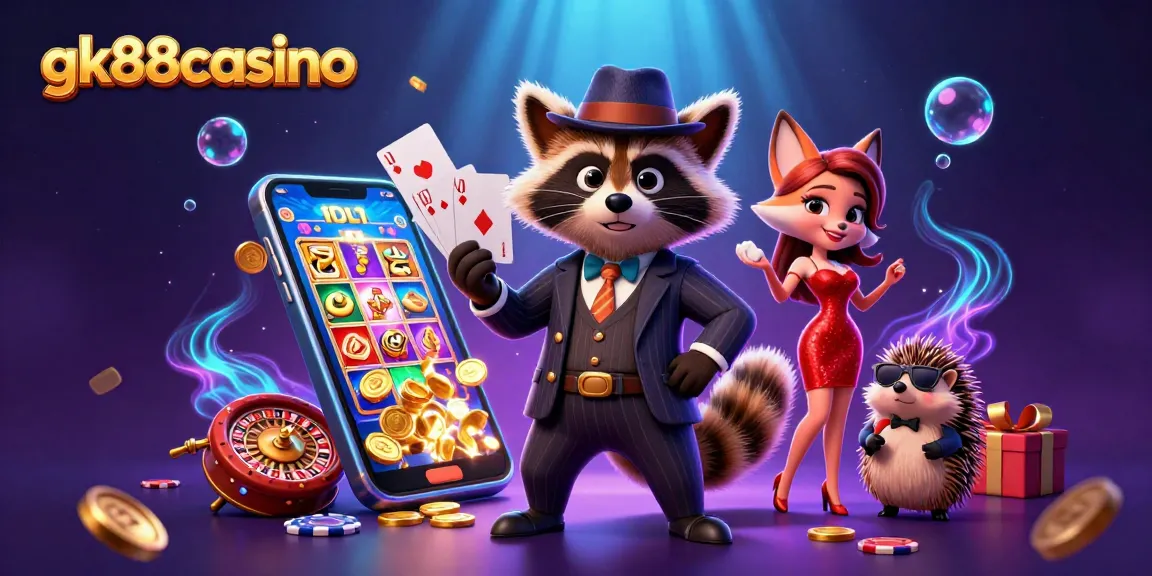 Experience the excitement at gk88casino with vibrant gaming characters and thrilling casino elements!