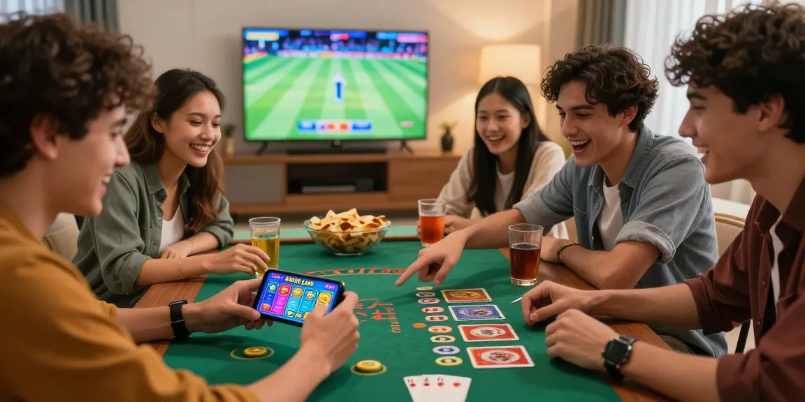Engaged friends playing online 3Patti Loot on smartphone in a cozy living room.