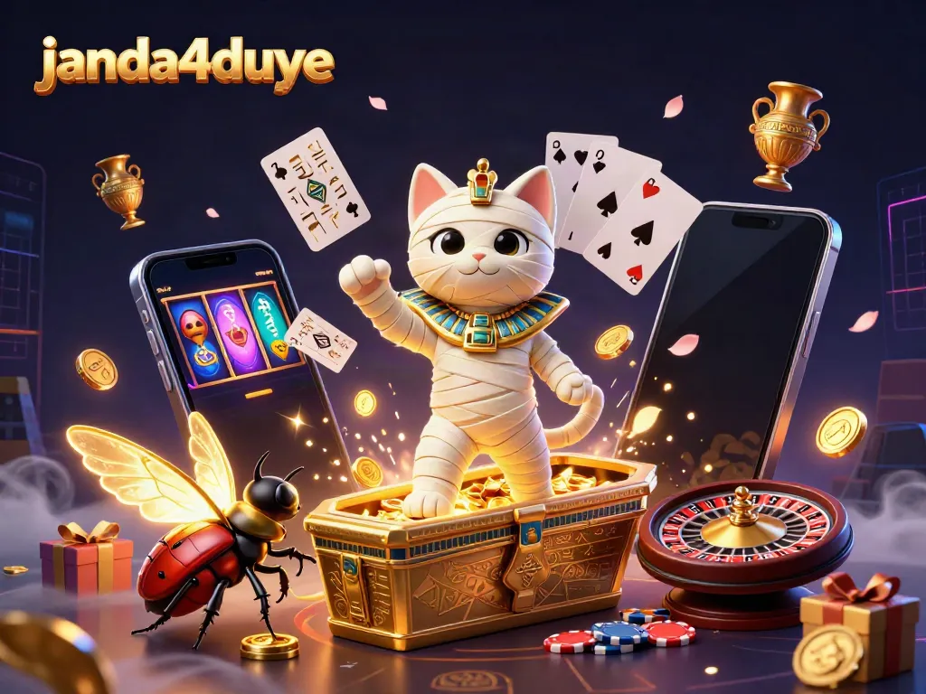 Permainan slot menarik di janda4duye dengan karakter kucing mummy 3D dan simbol judi