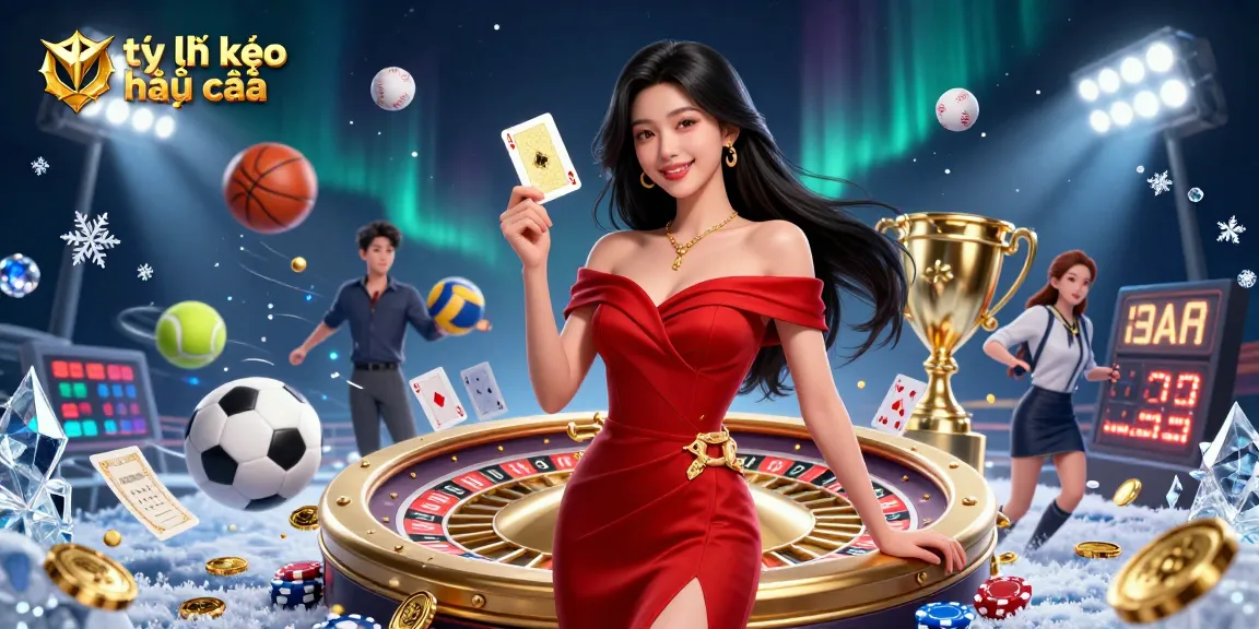 Engage with tỷ lệ kèo nhà cái through this lively illustration showcasing dynamic sports betting elements.