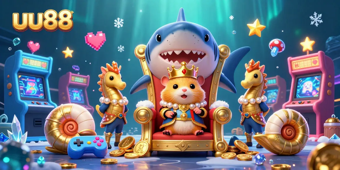 Experience ultimate gaming excitement with uu88's vibrant 3D illustration showcasing thrilling underwater adventures.