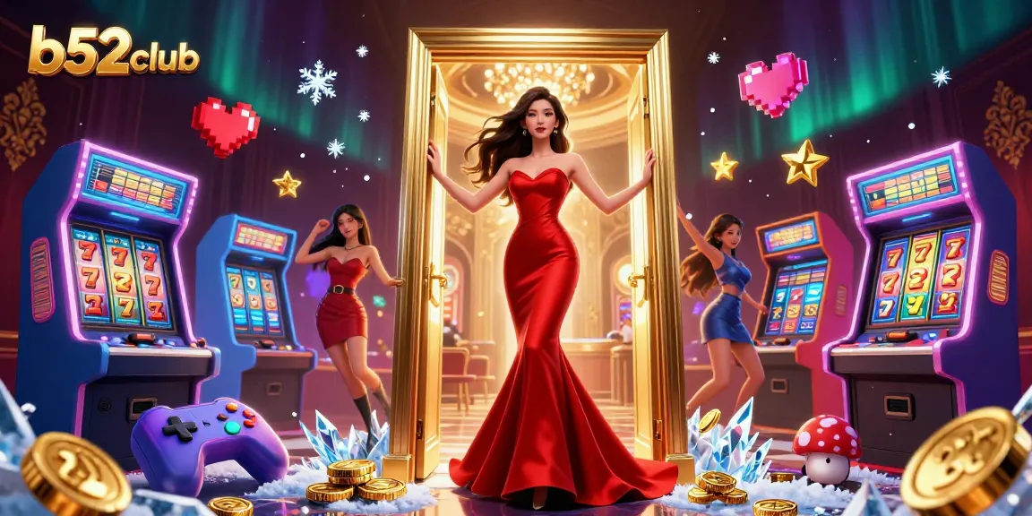 Experience the excitement of b52club with a glamorous casino illustration showcasing stunning gameplay elements and vibrant colors.