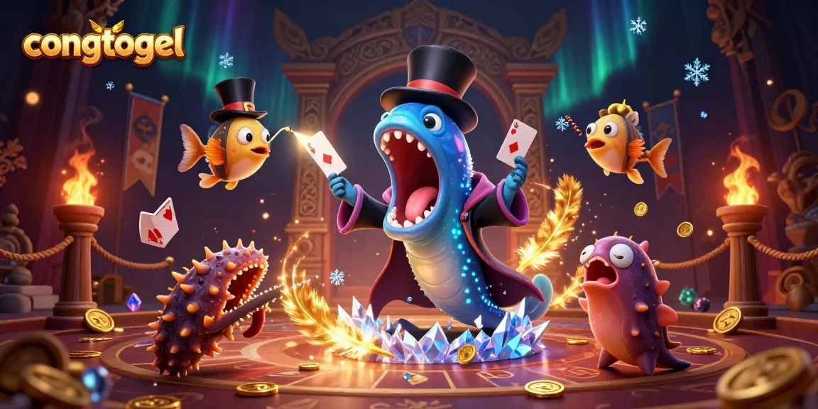 Engaging congtogel-themed illustration with vibrant sea creatures and magical elements in a casino setting.