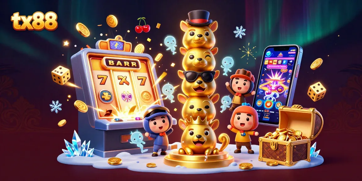 Experience exhilarating gameplay at tx88 with vibrant casino elements and jackpots bursting with coins.