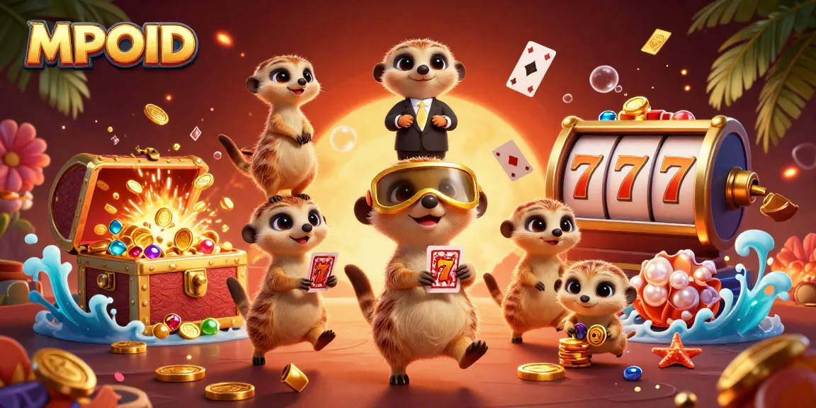 MPOID offers a thrilling casino experience with meerkats managing games, winning chips, and celebrating big payouts.