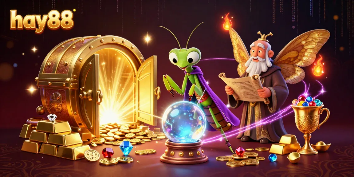 Experience the thrill of hay88 with a fortune teller and librarian in a vibrant casino scene.