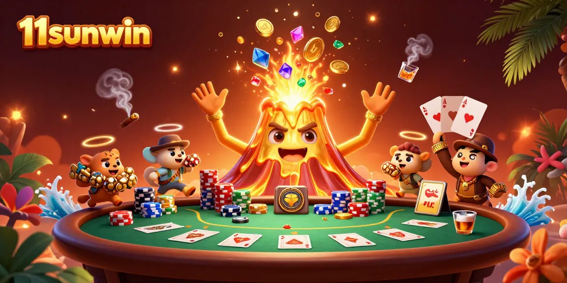 Experience the thrill of winning at 11sunwin with a triumphant golden volcano spouting treasures!
