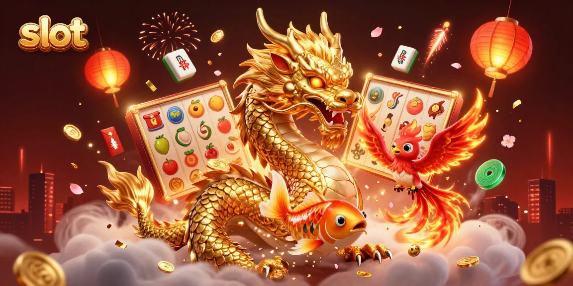 Menggandakan kesenangan bermain slot dengan naga emas, phoenix merah, dan ikan koi bertaburan uang