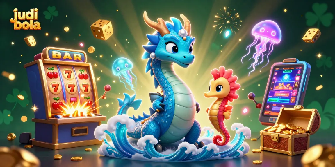 Bet on judi bola with stunning visuals of an azure dragon, golden coins, and thrilling gameplay.