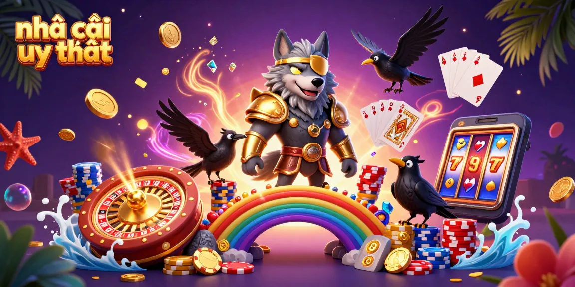 Experience the excitement of nhà cái uy tín with vibrant casino-themed illustration showcasing Norse mythology elements.