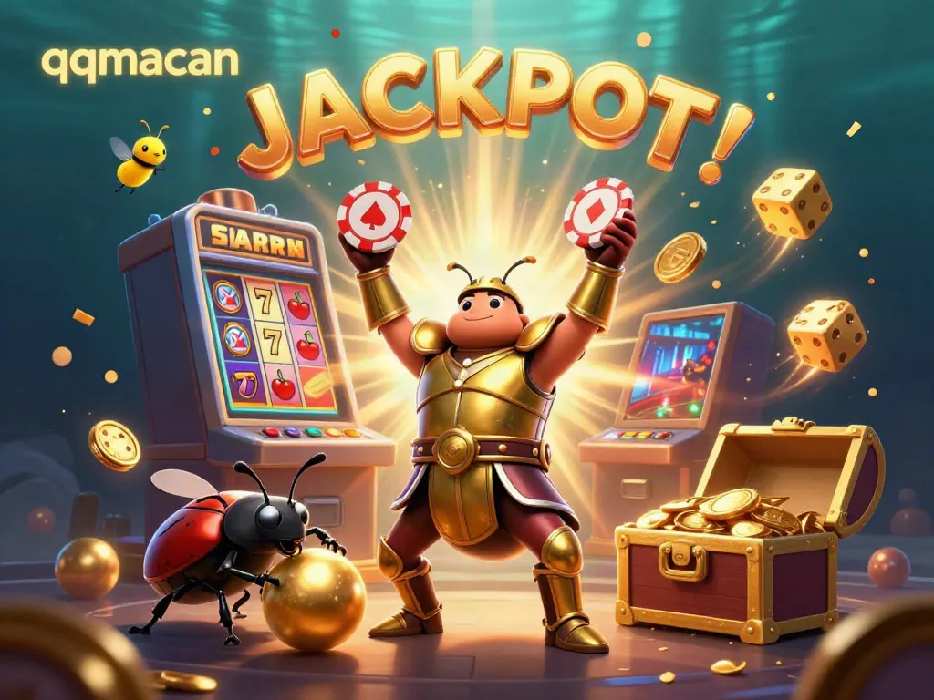 Experience thrilling victories at qqmacan with a dynamic 3D illustration of a hercules beetle winning over a jackpot