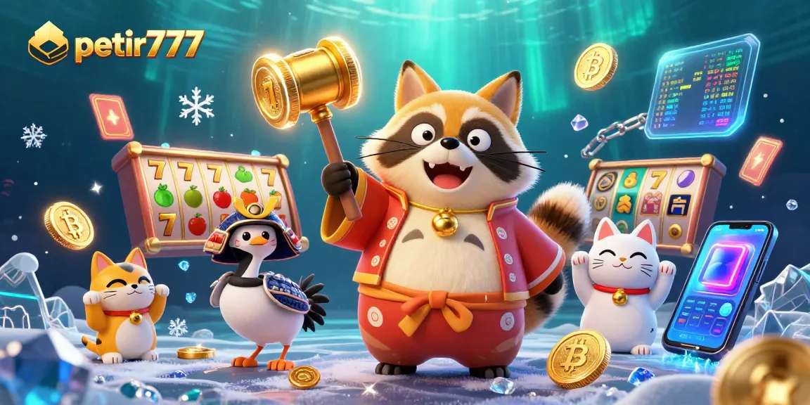 Engage with thrilling gameplay at petir777, featuring vibrant slot reels and cheerful characters.