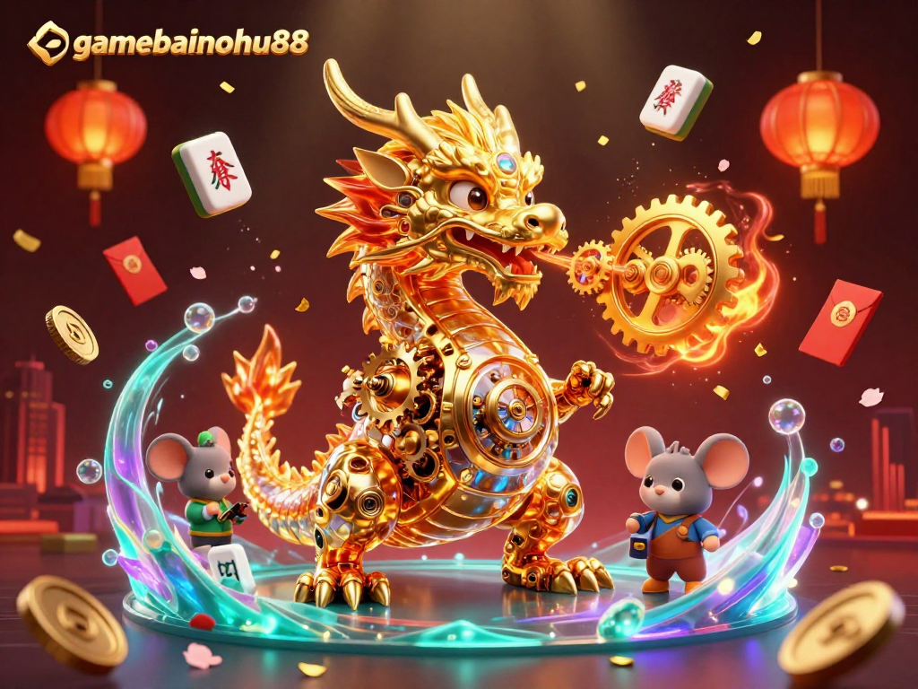 Engage with gamebainohu88's vibrant world, featuring a golden dragon, rich casino elements, and dynamic action.