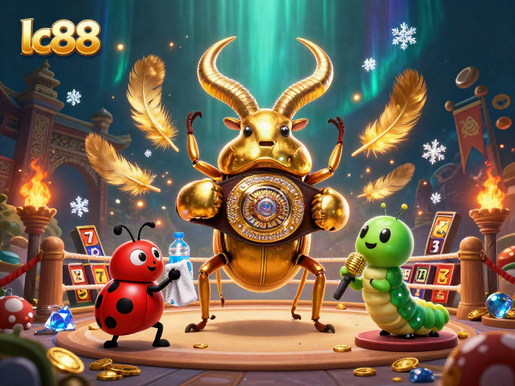 Experience lc88 excitement as the golden stag beetle faces off in a casino-themed showdown.