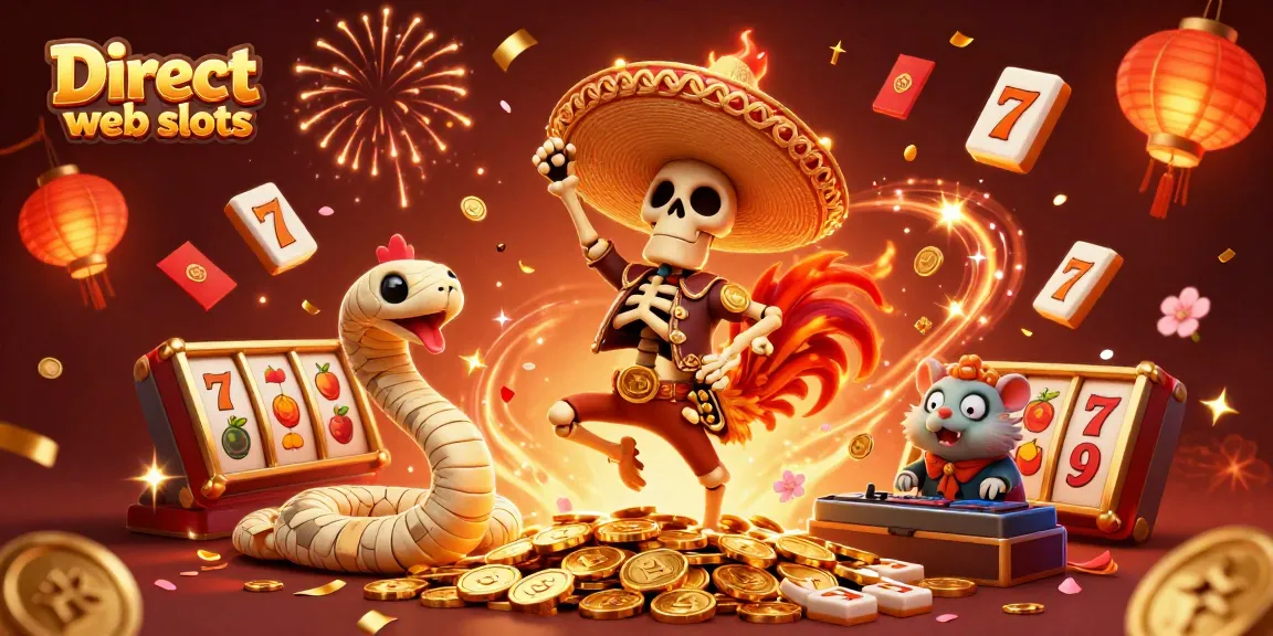 Celebrate big wins with Direct web slots featuring dynamic gambling characters in a vibrant casino scene.