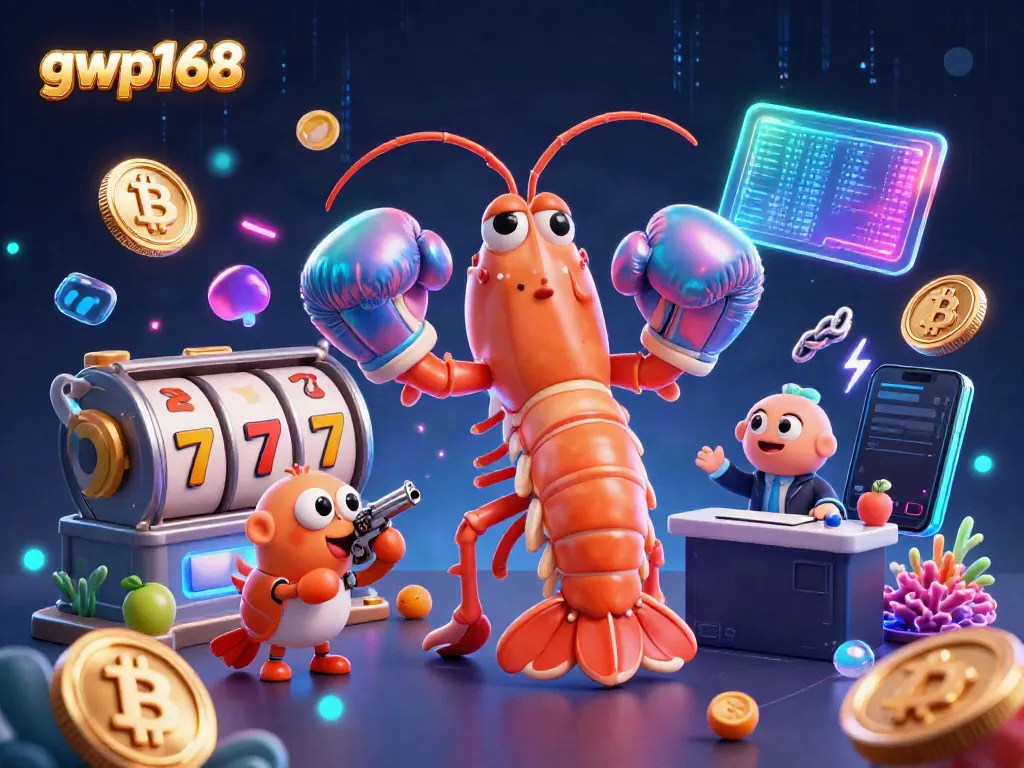 Visualisasi permainan slot menarik dari gwp168, menampilkan udang mantis dan udang pistol dalam desain warna cerah.