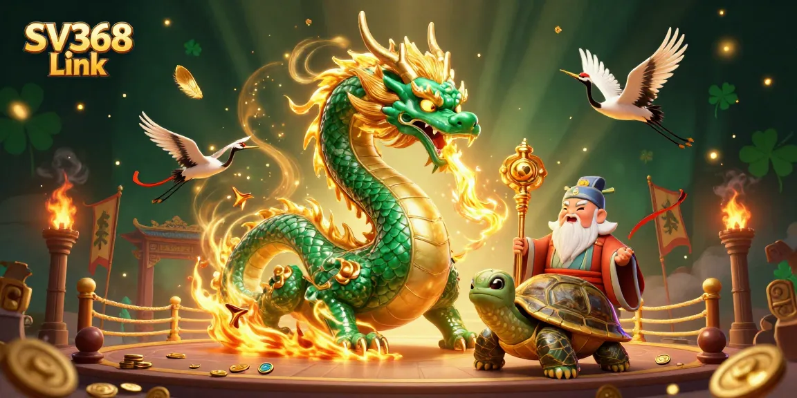 Engage with the vibrant SV368 Link universe, featuring a jade dragon and lucky cranes in action.