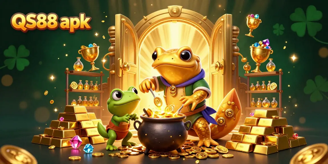 Engage with QS88 apk for a thrilling gaming experience featuring vibrant characters in a medieval alchemy scene.