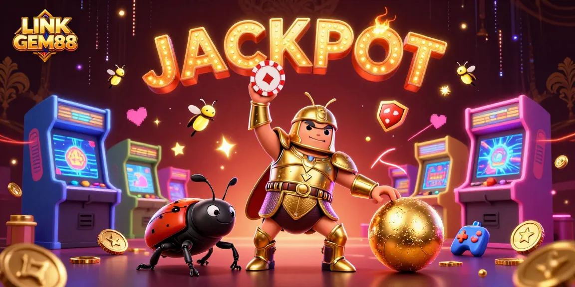 Experience the excitement of LINK GEM88 with vibrant characters and gaming elements in a thrilling casino scene.