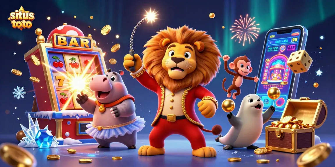 Exciting situs toto gameplay captured as characters celebrate across a vibrant casino scene.