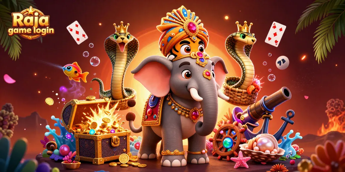 Engage in Raja game login with a vibrant scene featuring a maharaja tiger and gaming elements.