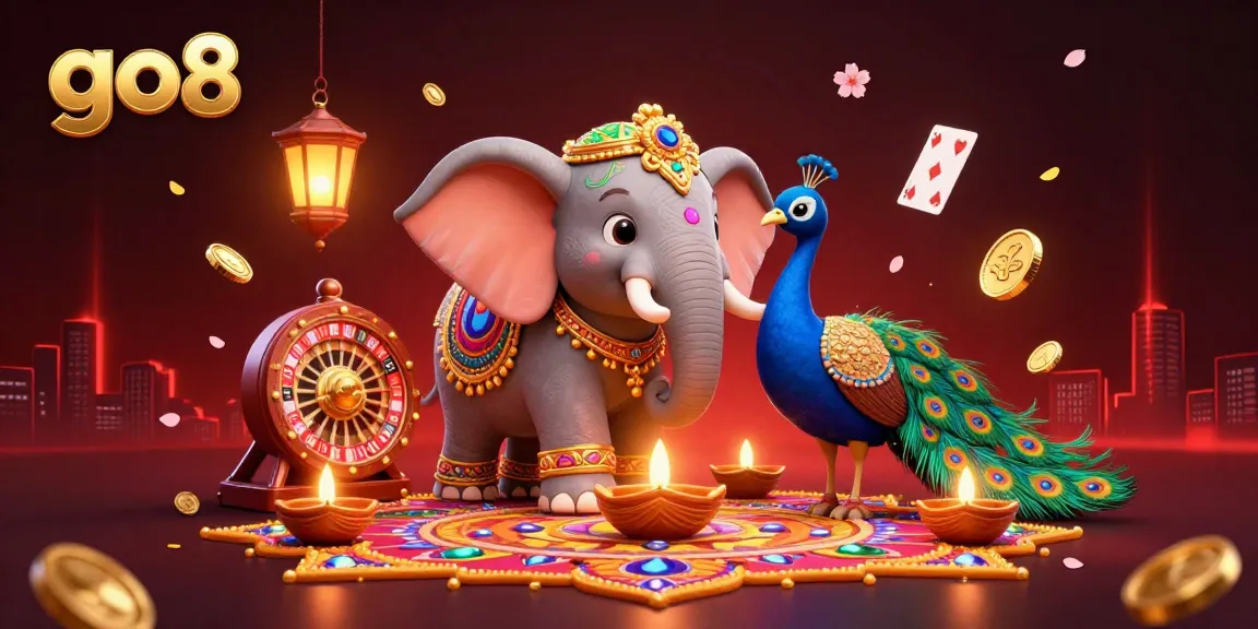 Experience exhilarating gambling with go8 at this vibrant online casino scene, showcasing colorful characters and dynamic game elements.