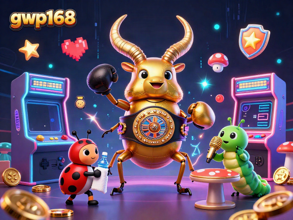 GWP168 menyajikan suasana permainan slot yang menarik dengan karakter seru dalam ilustrasi 3D.