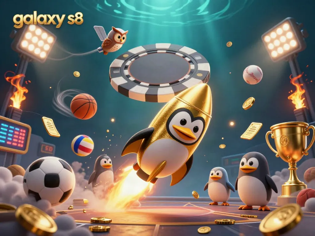 Win big with the galaxy s8 in a vibrant 3D casino world, as our golden penguin soars!