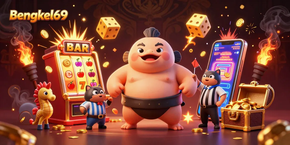 Experience the excitement of Bengkel69 with dynamic slot gameplay and vibrant jackpot illustrations.