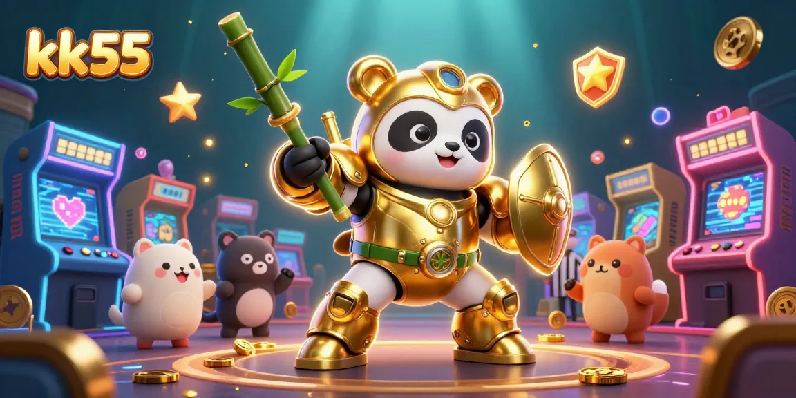 kk55 showcases an exciting mech battle in a vibrant casino arena with colorful game elements.