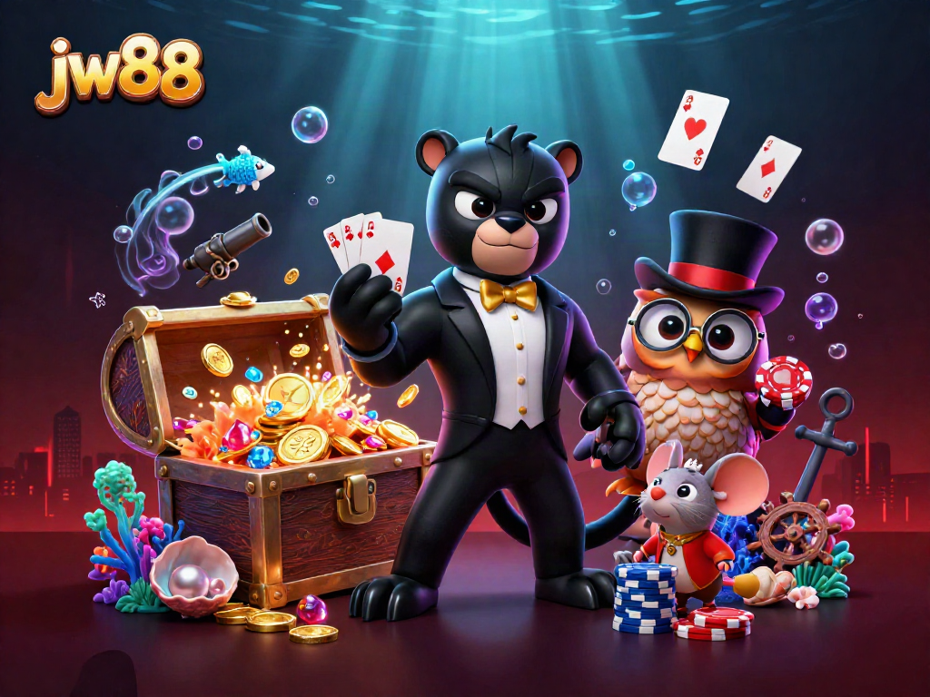 Engage in exciting gameplay at jw88 with stylish characters and vibrant casino elements.