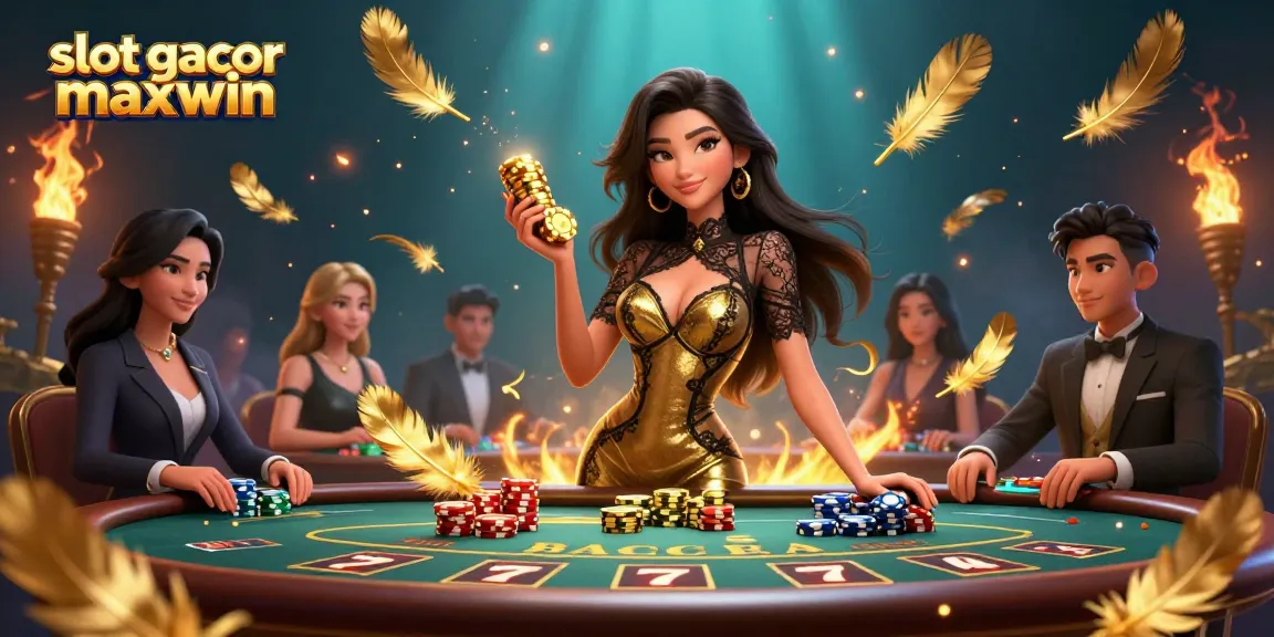 Experience slot gacor maxwin with an elegantly styled Asian woman at a high-stakes baccarat table