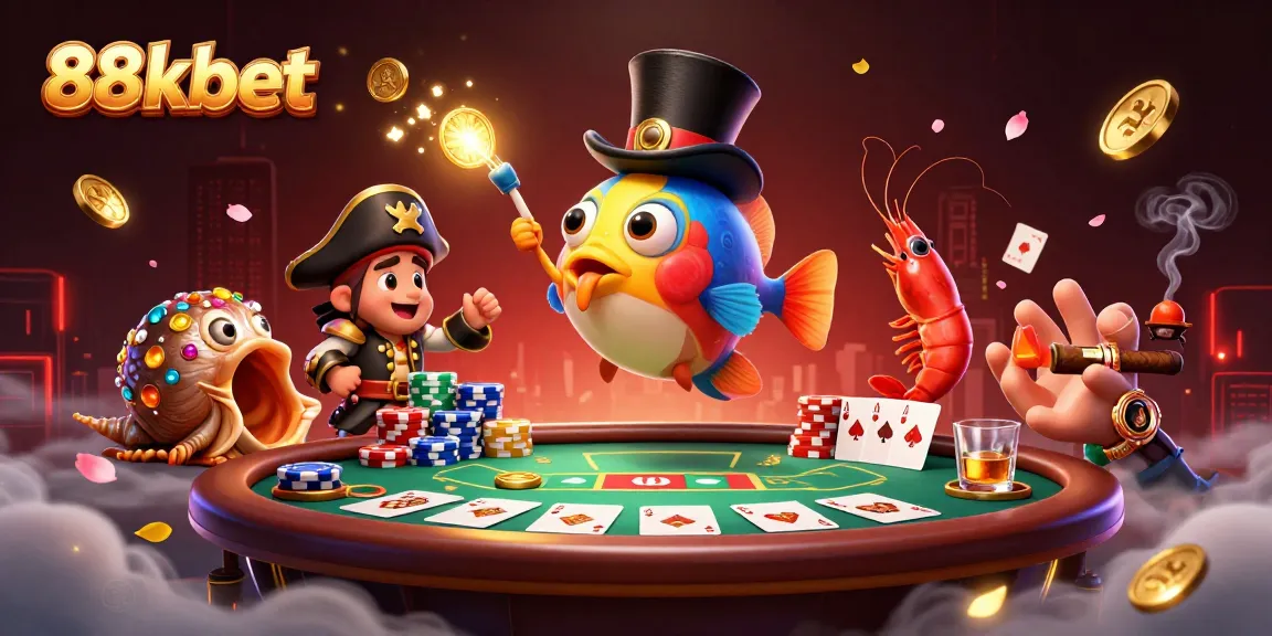 Experience thrilling gameplay with 88kbet as the anglerfish attracts golden coins in a vibrant casino scene.