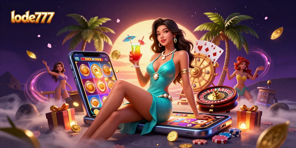 Experience thrilling gameplay with lode777 in this vibrant casino illustration.