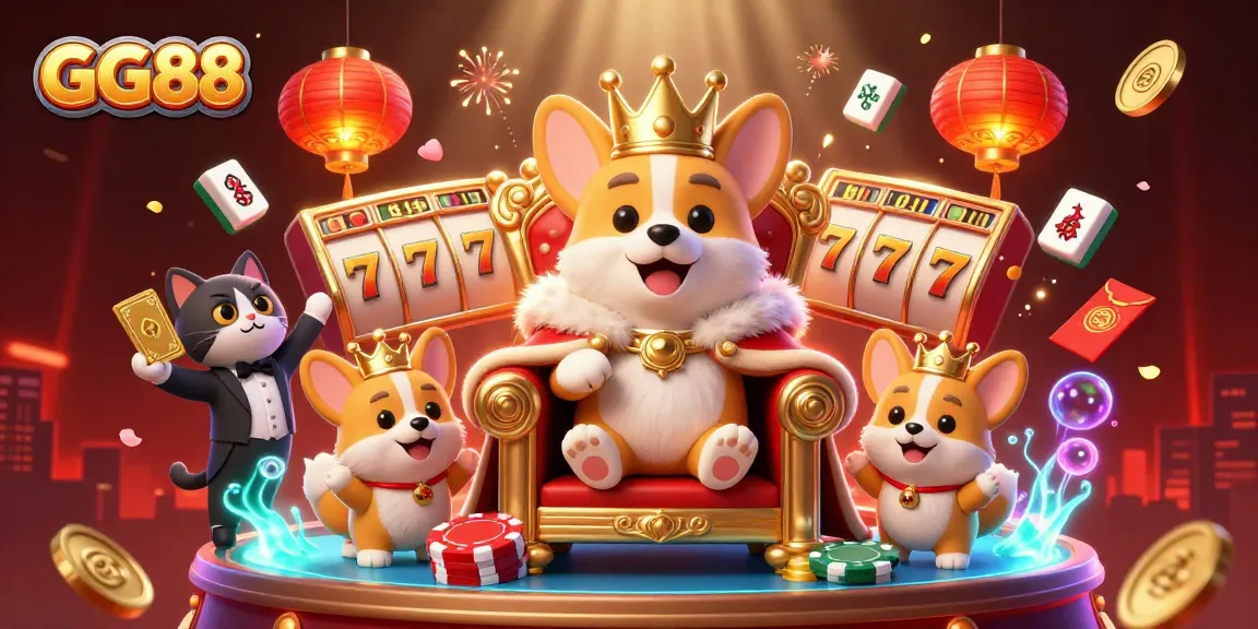 Experience the thrill of GG88 with a vibrant 3D casino scene filled with action and excitement.