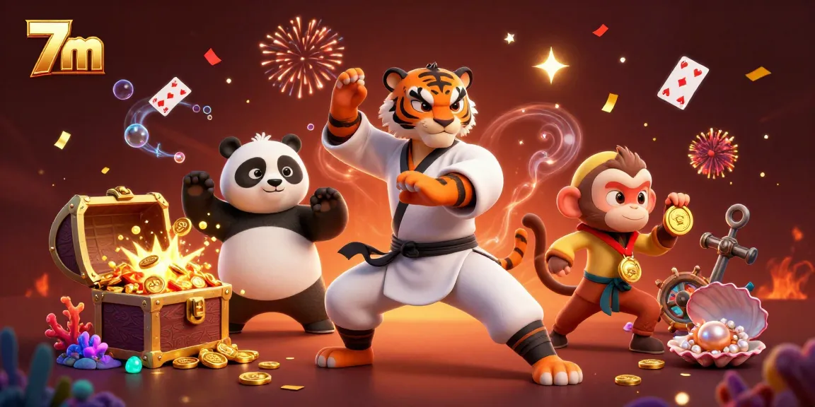 Experience betting thrills with 7m in this vibrant 3D casino illustration, showcasing dynamic characters and game elements.