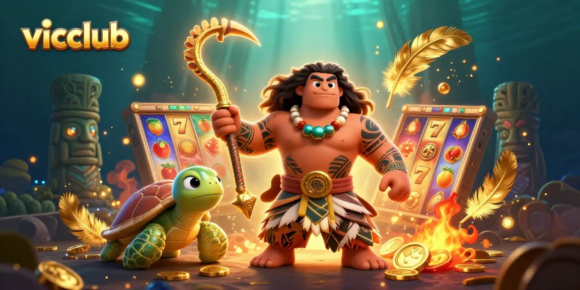 Engage in elite gaming with vicclub, featuring a demigod hawk and vibrant slot elements.