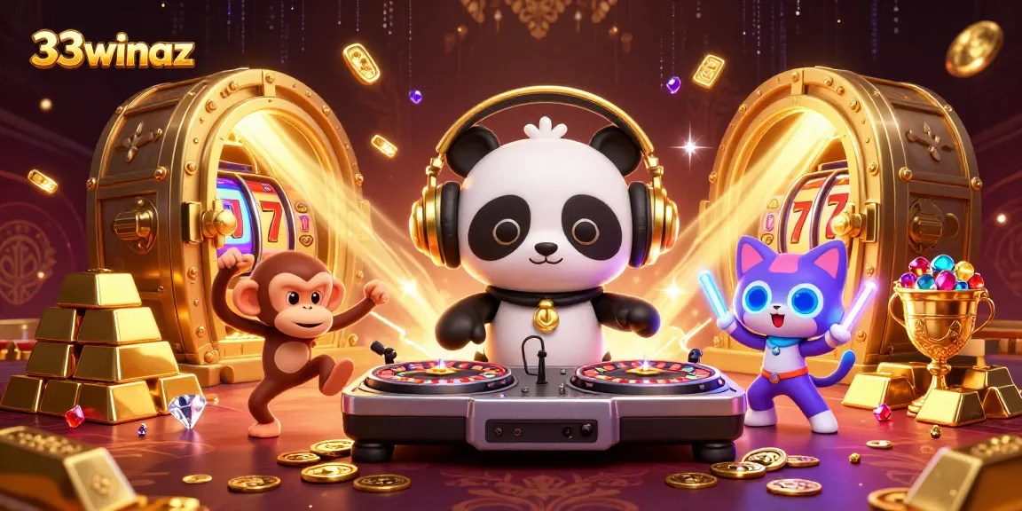 Experience the excitement of gaming at 33winaz with vibrant characters and casino elements.