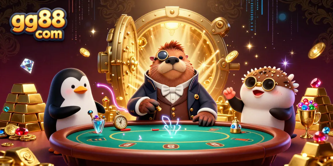 Experience thrilling poker at gg88 com with a walrus and penguin dealer in an underwater casino.