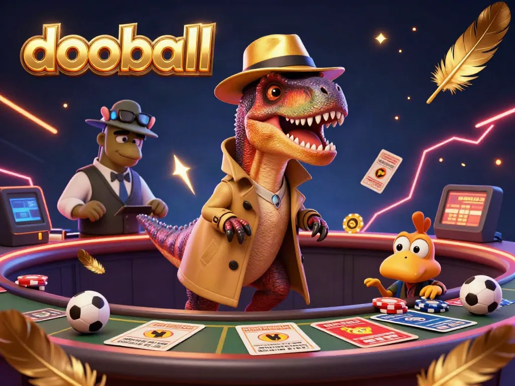 Experience high-energy sports betting with dooball at an exciting 3D illustration, featuring vibrant characters and casino dynamics.