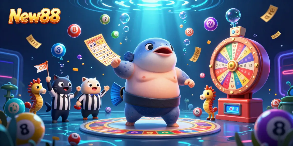 Engage in exciting gameplay at New88 with a vibrant 3D casino illustration featuring dynamic characters and elements.