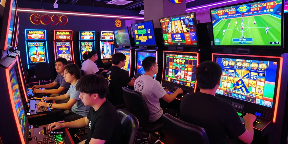 Exciting gaming scene showcasing GO99 with players enjoying various online games, vibrant slot machines, and engaging sports betting.