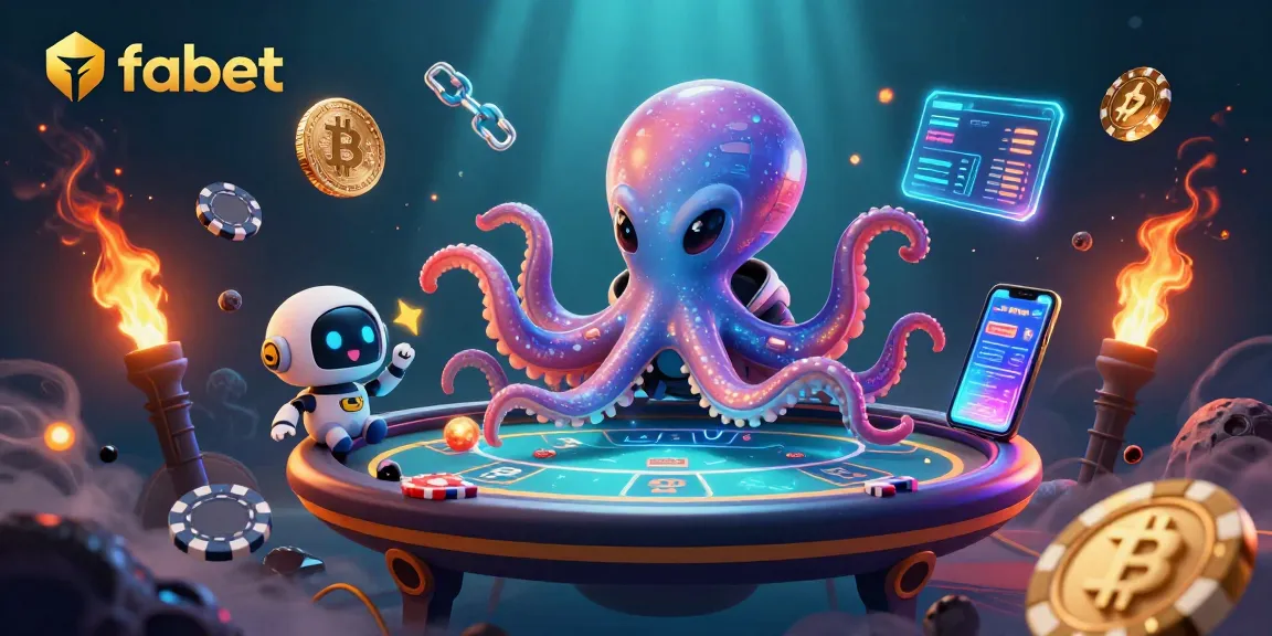 Engage in thrilling poker action at fabet with an alien octopus at a holographic table.