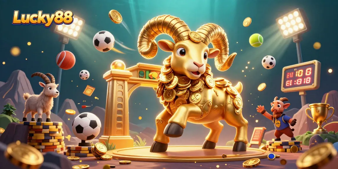 Experience the thrill of Lucky88 with a dynamic 3D cartoon scene filled with sports betting excitement.