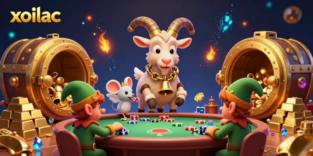 Xoilac enriches your gaming experience with a festive casino scene filled with fun characters and rich details.