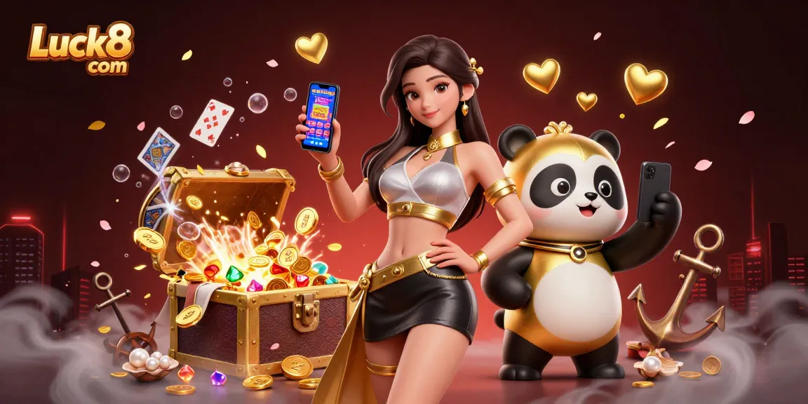 Experience the excitement of casino gaming with Luck8 com in a vibrant, dynamic 3D illustration filled with action!