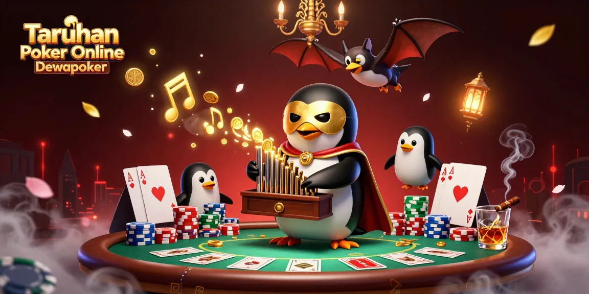 Experience Taruhan Poker Online Dewapoker through a vibrant poker-themed scene featuring gaming elements.