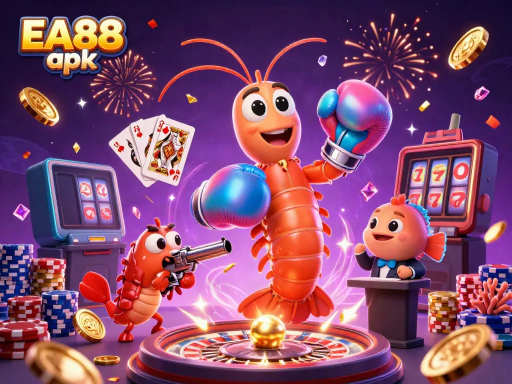 Experience the excitement of EA88 apk with vibrant casino characters and dynamic gaming elements.